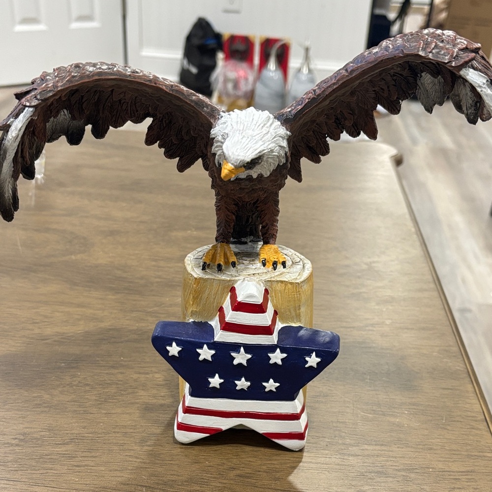 Patriotic Eagle Figurine with Star Base